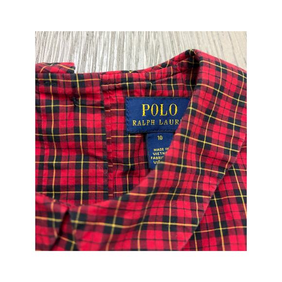Polo Ralph Lauren Girls Red Plaid Sleeveless Dress Size 10 Holiday Classic - Picture 3 of 8